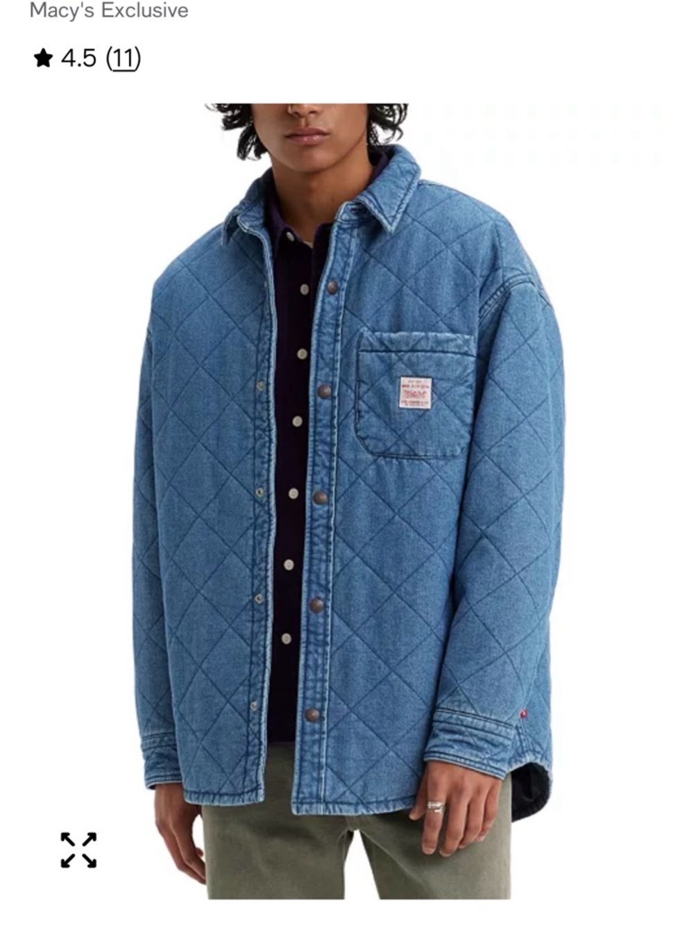Levi's Light Blue Quilted Denim Shirt Jacket men XL